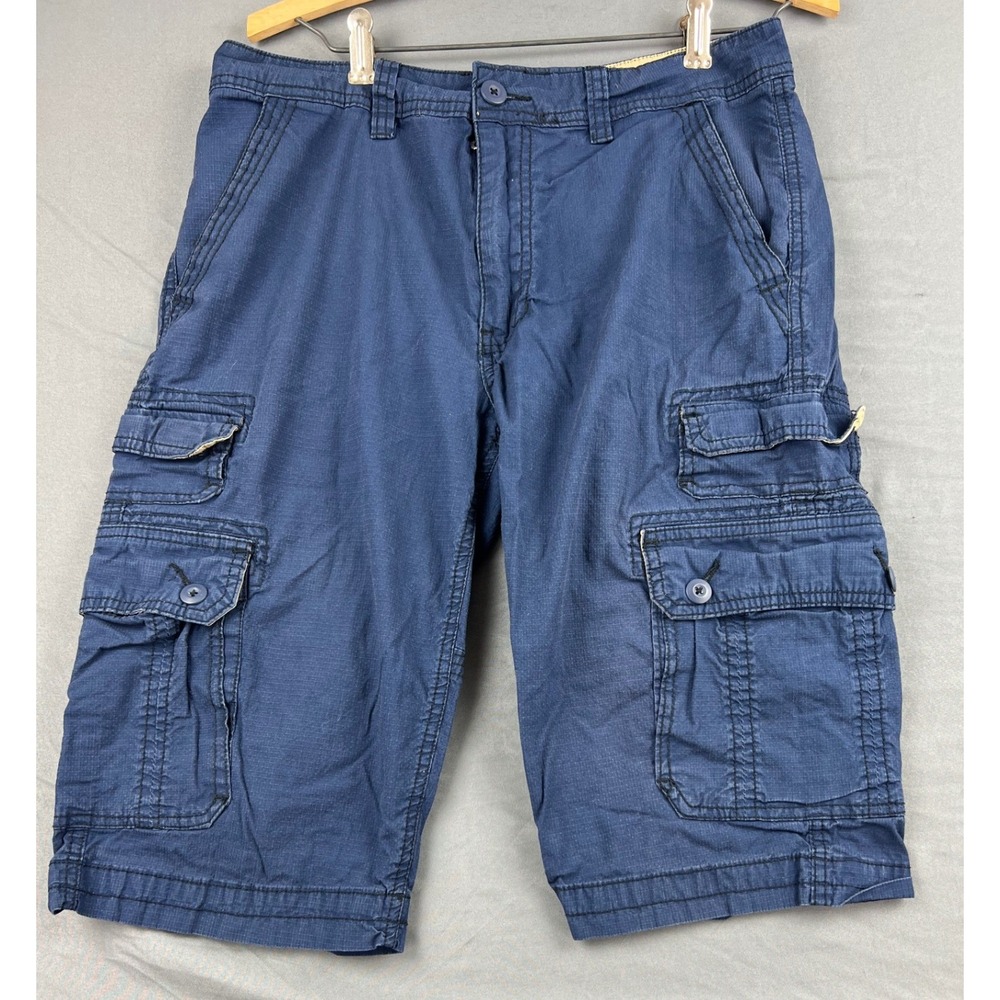 WearFirst Cargo Shorts Mens 30 Blue Good Ripstop Stretch Cotton Utility Pockets